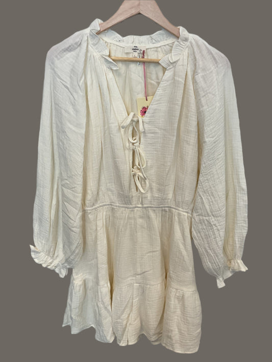 Cream jumper/dress tie neck