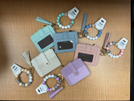 Nina quilted beaded keychain with wallet