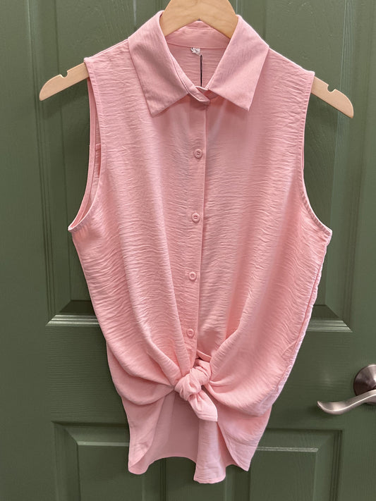 Pink chiffon sleeveless shirt