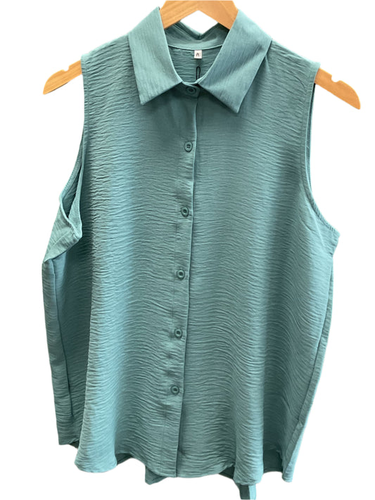 Dark sage chiffon sleeveless shirt