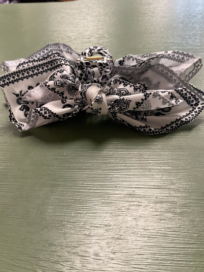 Paisley fabric bow hair clip