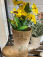 Brown boot with daisies
