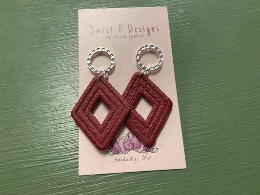 Sweet P burgundy diamond dangle earrings