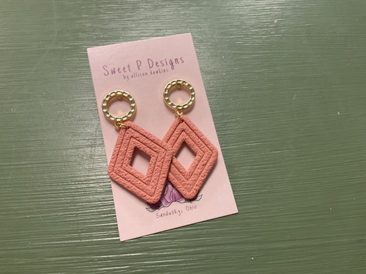 Sweet P salmon diamond dangles