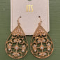 Gold intricate teardrops gemstone dangle earrings