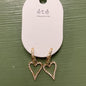Gold gemstone dangle heart earrings