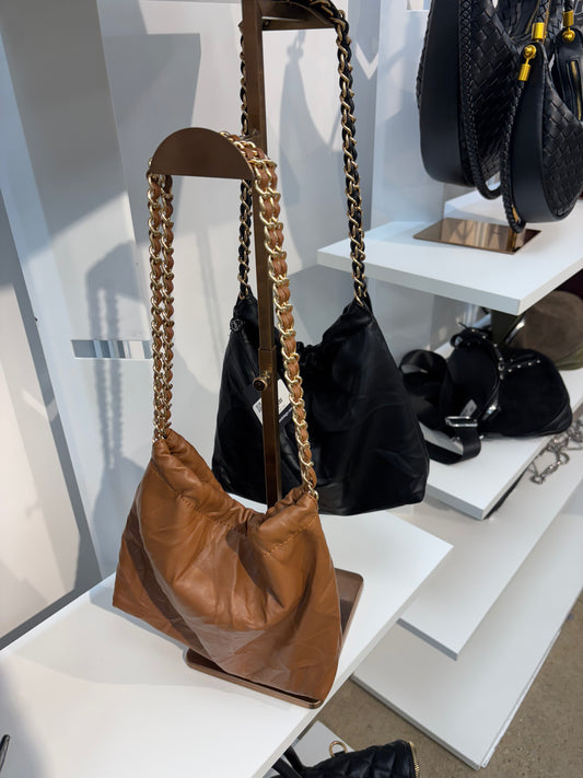 BC SCRUNCH BAG WITH GOLD CHAIN STRAP 2662