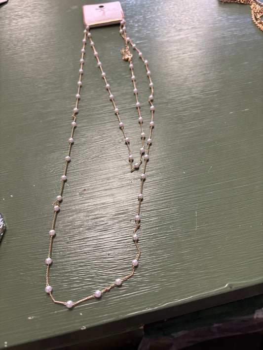 GOLD AND PEARLS DOUBLE STRAND NECKLACE
