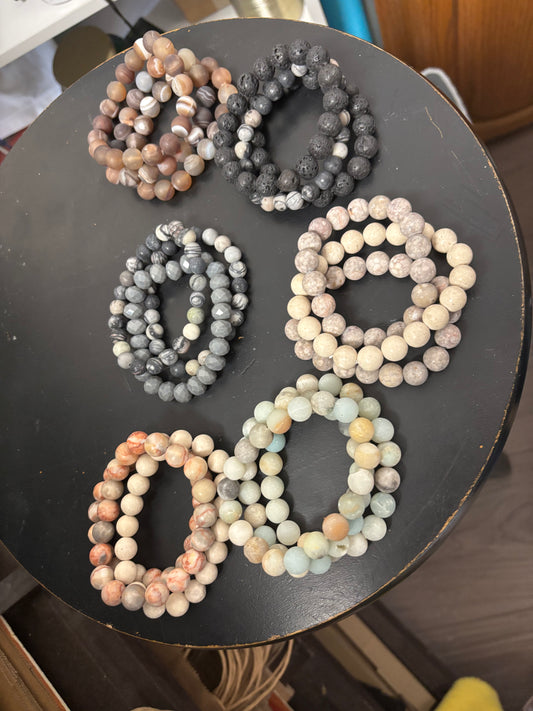 TRIPLE NATURAL STONE BRACELETS