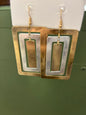 TWO TONE LARGE RECTANGLE EARRINGS