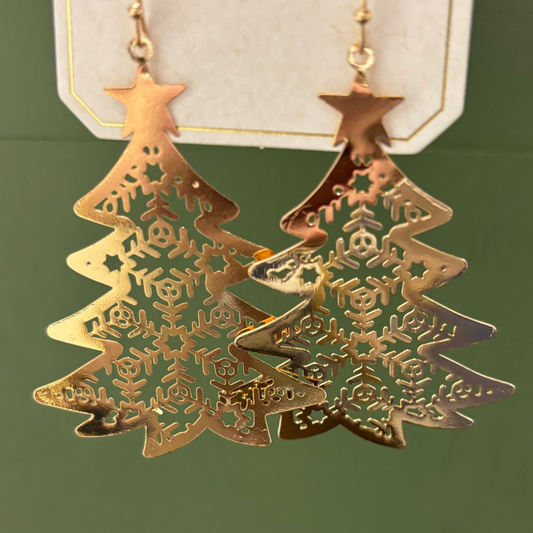 GOLD CHRISTMAS TREE EARRINGS