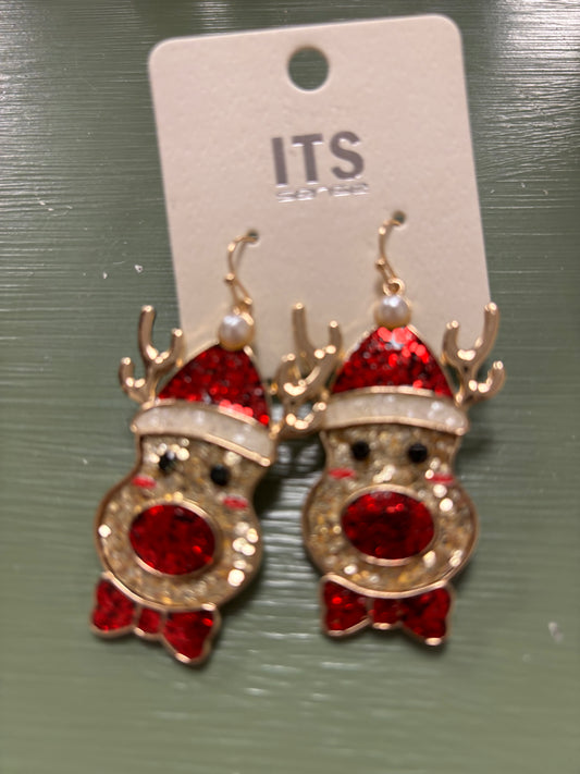 SPARKLY REINDEER W HAT EARRINGS