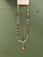 BEADED DOUBLE GOLD XMAS NECKLACE WITH STOCKING