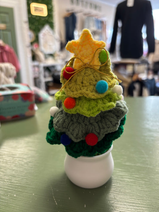 CROCHET CHRISTMAS TREE IN POT MINI