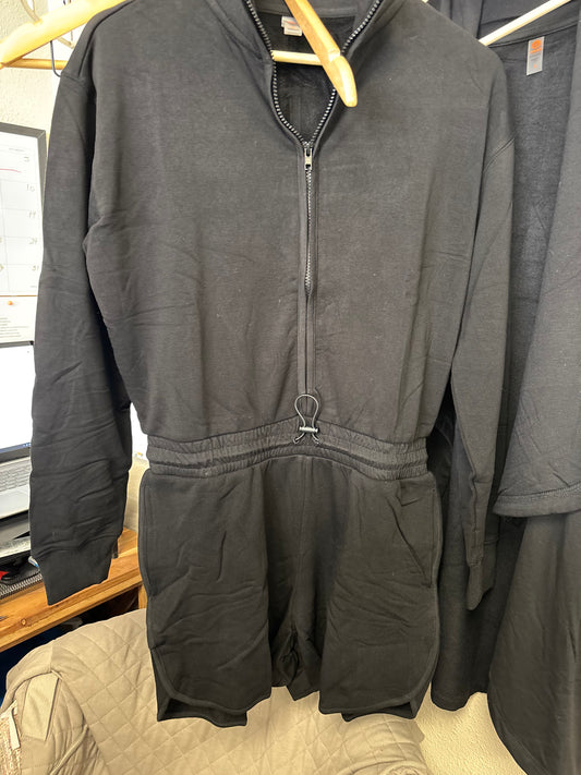 MONO B BLACK SHORTS W LONG SLEEVE ONE PIECE ROMPER