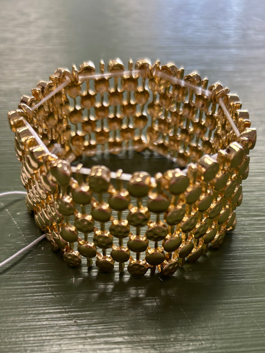 GOLD WOVEN TEXTURED STRETCH BRACELET