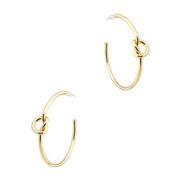 THIN GOLD HOOP W KNOT EARRINGS