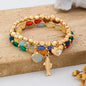 3 PC MULTI-COLORED BEADED LAYERED CHARM BRACELET