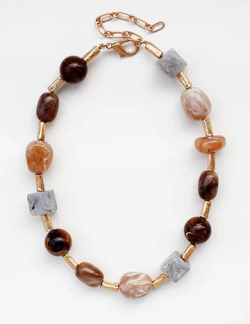 GOLD NATURAL STONE BEADS NECKLACE