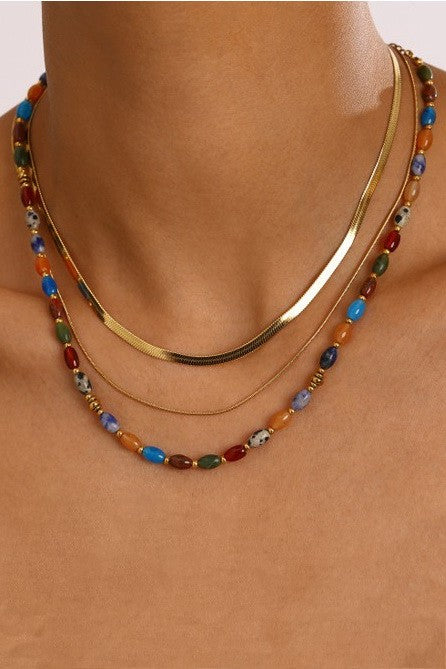 NATURAL STONE LAYERED NECKLACE