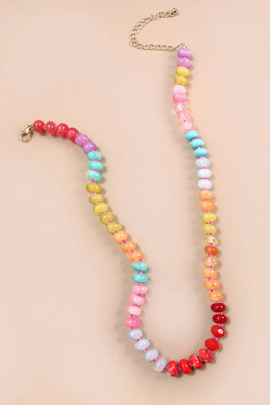 NATURAL STONE MIXED GLASS NECKLACE