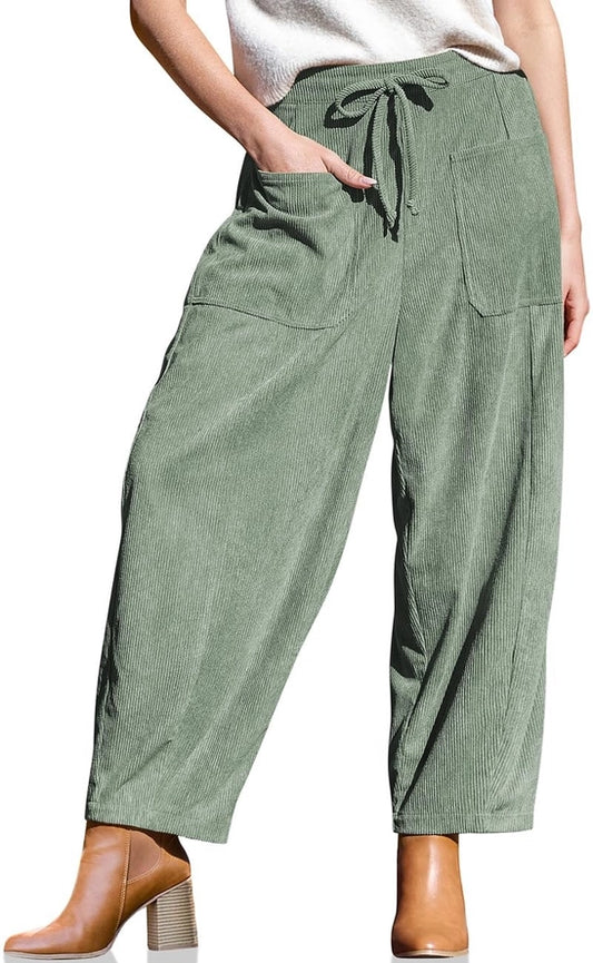 CORDUROY CASUAL WIDE LEG PANTS