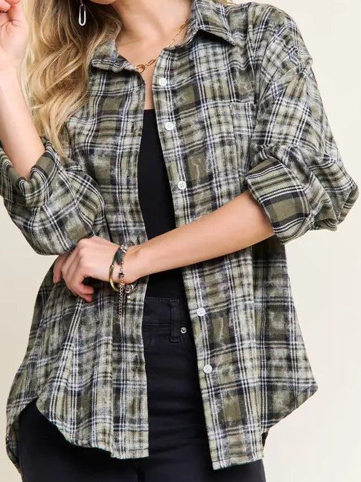 OLIVE PLAID LIGHTWEIGHT FLANNEL