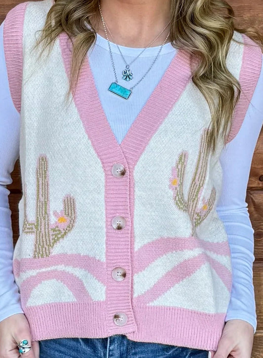 PINK WEST CACT SWEATER-VEST