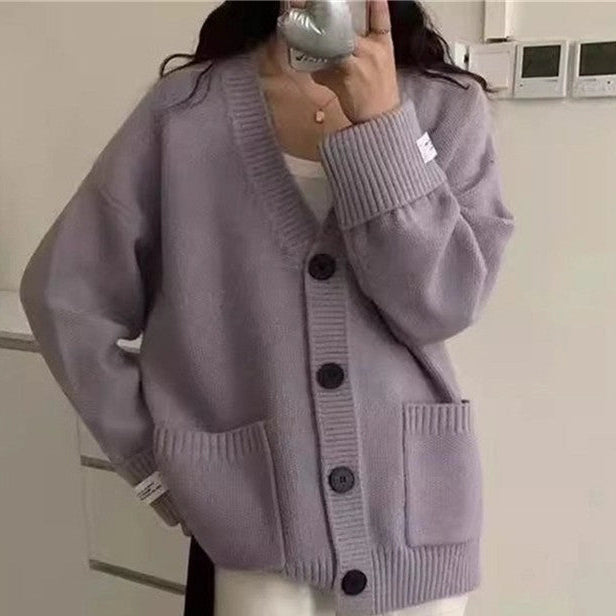 PURPLE ONE SIZE LOOSE CARDIGAN