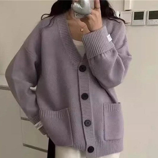 PURPLE ONE SIZE LOOSE CARDIGAN