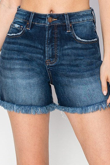 RISEN SHORTS DARK ROUGH SEAM FRINGED TUMMY CONTROL