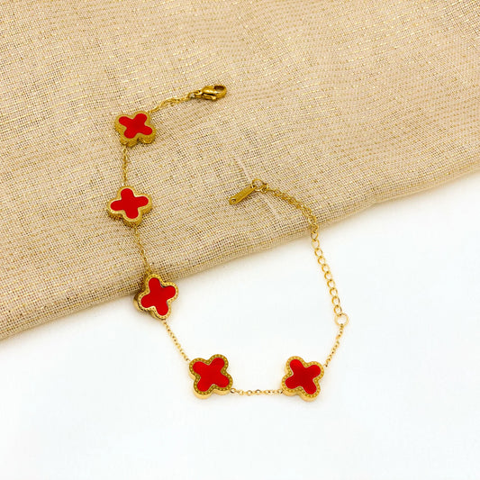 RED FOUR LEAF BRACELET