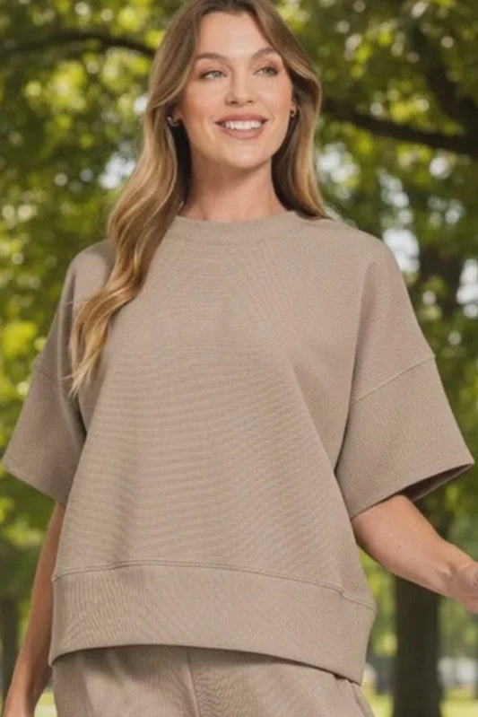 RIBBED ROUND NECK LOUNGE SHIRT