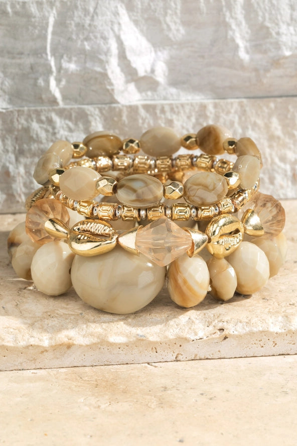 TAN STONE STACKABLE BRACELET