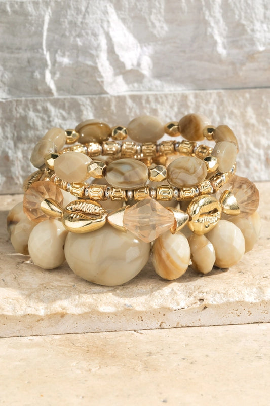 TAN STONE STACKABLE BRACELET