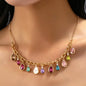 MULTICOLOR GEM TEARDROP NECKLACE