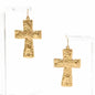 TEXTURED GOLD CROSS DANGLE EARRINGS