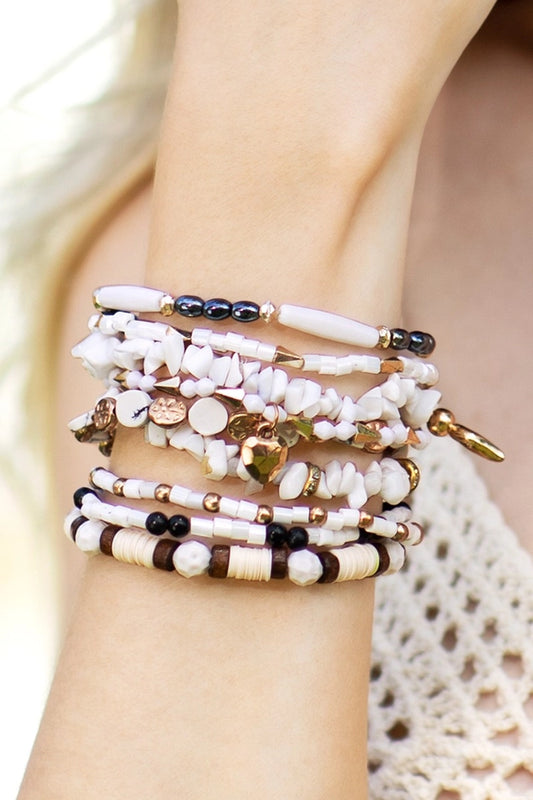 STACKABLE WHITE AND GOLD BRACELET