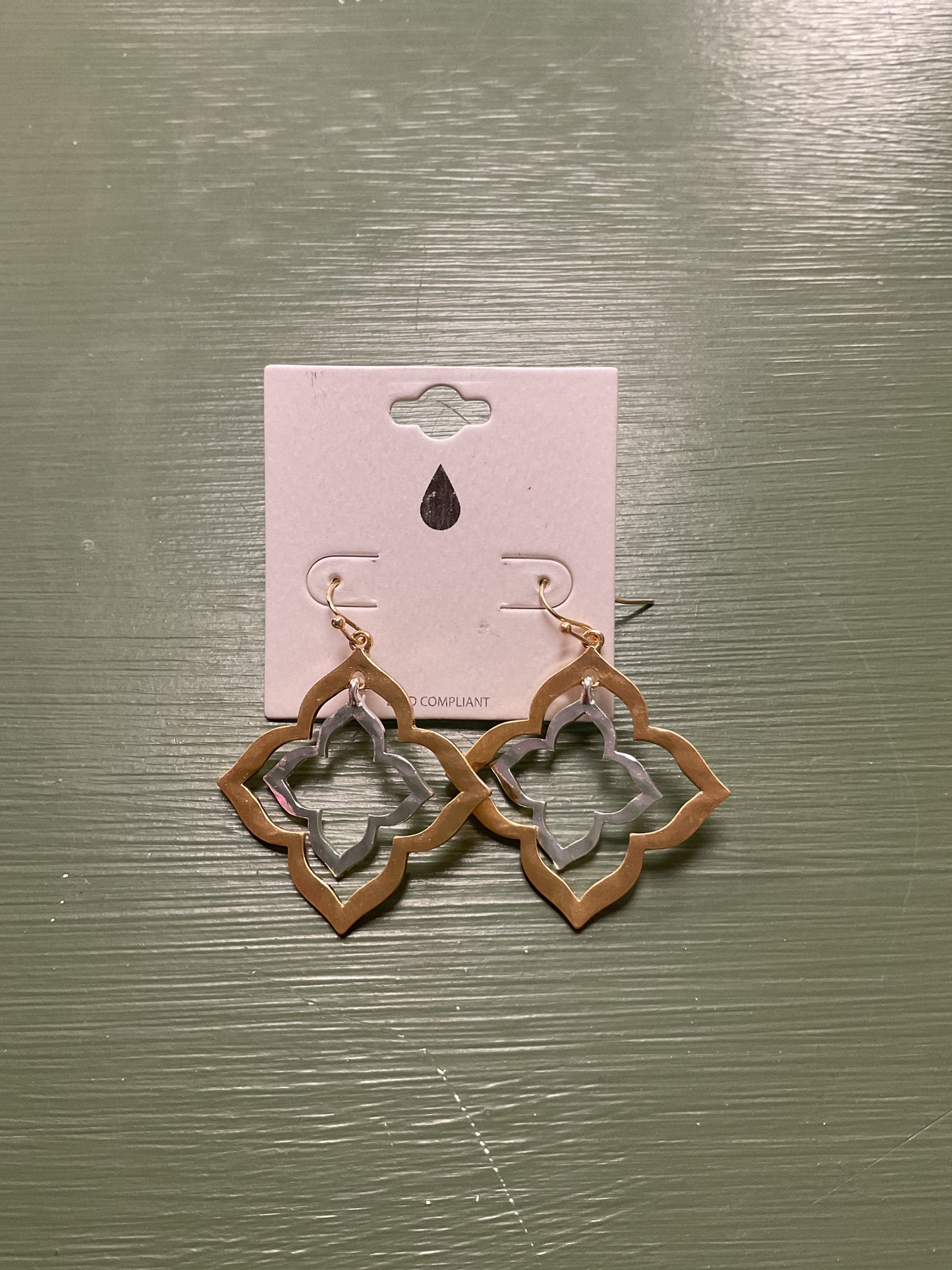 Gold & silver clover layered dangle earrings