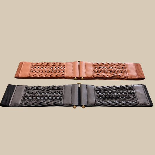 Vegan leather braided waist belt