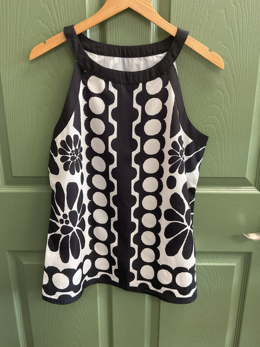 Black & White Polka Dot & Floral Print Tank