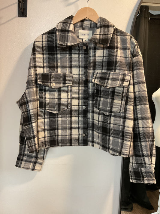 Black and white plaid cropped flannel