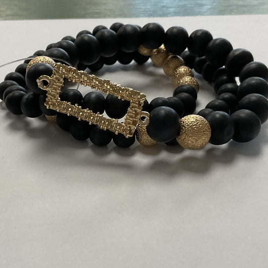 Black beaded stretchy bracelet