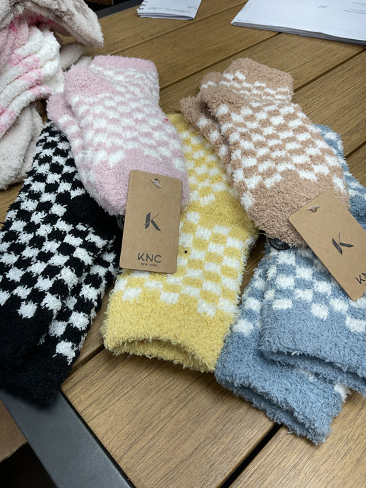 Checkered fuzzy socks all colors