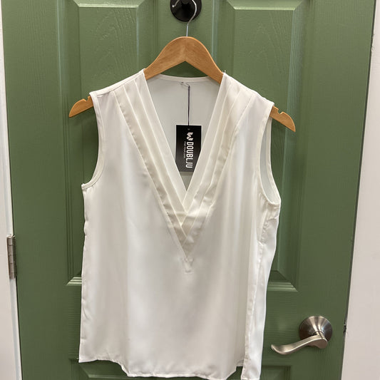 White silk V-neck tank