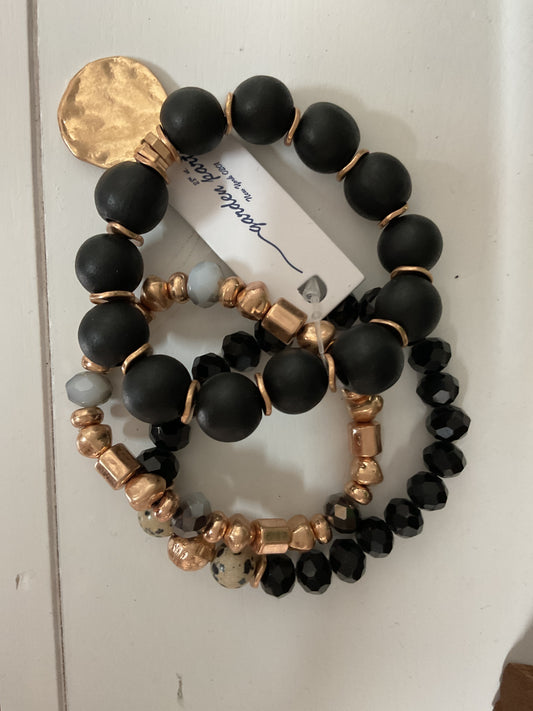 Black and gold triple bracelet