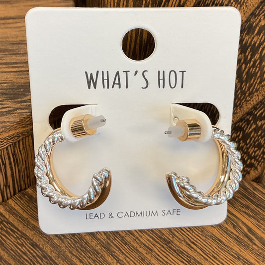 Two tone earrings hoops
