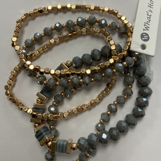 Gray and gold set of five stretch bracelets