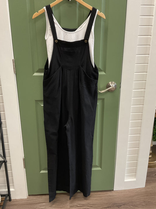 Black retro loose fit overalls
