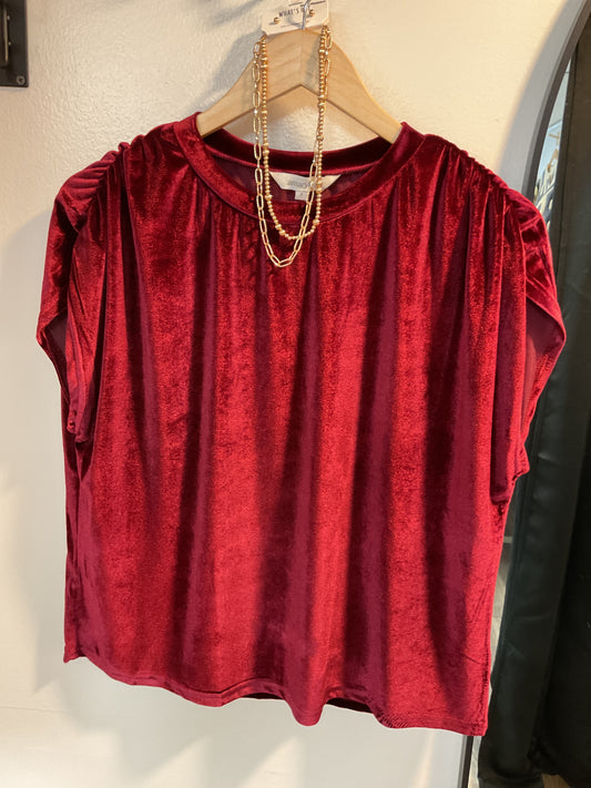 Burgundy velvet crop top